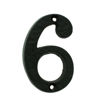 Black Antique Door Number 6/9 78mm Height 8mm Depth Iron Face Numeral ...