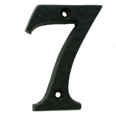 Black Antique Door Number 7 78mm Height 8mm Depth Iron Face Numeral Plaque