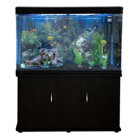 Black Aquarium Fish Tank & Cabinet with Complete Starter Kit