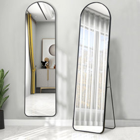 Black Arch Full Length Framed Mirror Wall Mounted or Freestanding Floor Mirror Dressing Mirror 40 x 150 cm