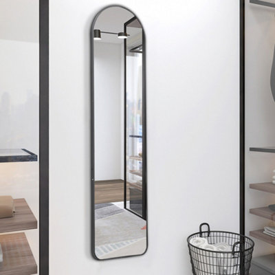 Black Arch Metal Full Length Framed Mirror Freestanding or Wall Mounted Mirror W 50 x H 150 cm