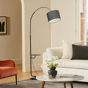 Black Arched Floor Lamp Floor Light with Metal Tray and Marble Base 180cm H