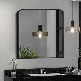 Black Arched Wall Mounted Framed Bathroom Mirror 840 x 740 mm