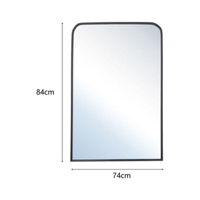Black Arched Wall Mounted Framed Bathroom Mirror 840 x 740 mm