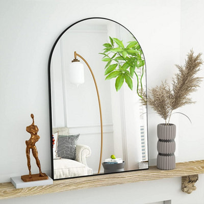 Black Arched Wall Mounted Framed Bathroom Mirror Vanity Mirror for Dressing Table 400 x 500 mm