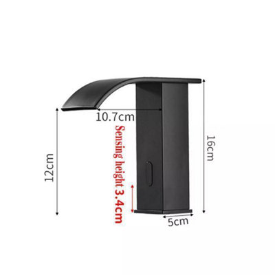 Black Automatic Infrared Sensor Waterfall Basin Mixer Bathroom Tap ...