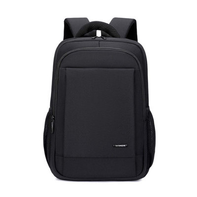 Black Backpack Nylon Sports Work Travel Bag Rucksack Fits 15.6