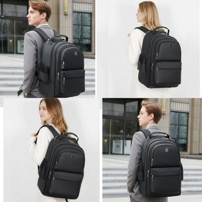 Black Backpack Rolling Trolley Extendable Handle Rucksack Carry-On ...