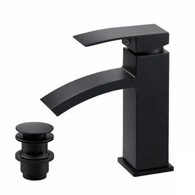 Black Basin Mixer Tap - Curved Mono Bathroom Tap with Cloakroom Click ...