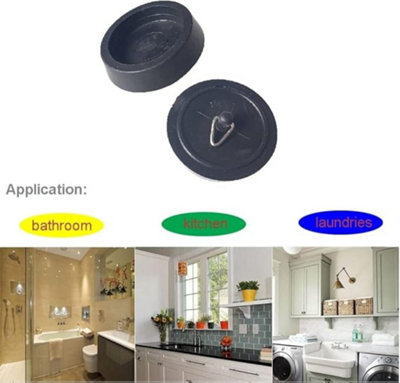 Black Basin Plug 38mm Small Rubber Bath Sink Plug Replacement for ...