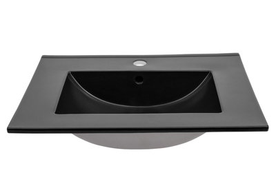 Black Basin Sink Ceramic Inset Sink 81 x 46cm Modern Industrial Style 800mm Price Comparisons | Compare The Build