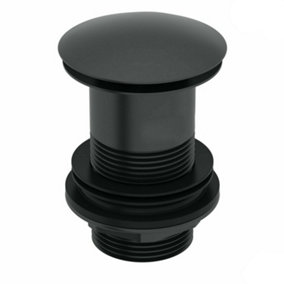 Black Basin Sink Waste Plug Full Cover Unslotted Click Clack Pop Up Push Button