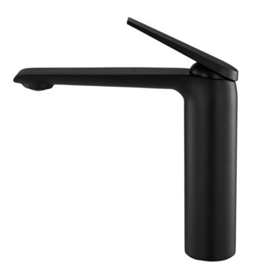 Black Basin Tap Metal Basin Mixer Tap with Single Lever