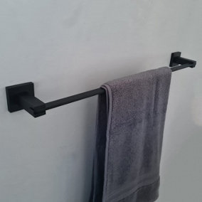 Black Bathroom Wall Mounted Modern Towel Holder Black Square Stylish Accessory