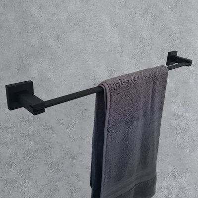 Black Bathroom Wall Mounted Modern Towel Holder Square Stylish