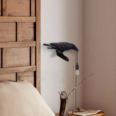 Black Birds Resin Crow Desk LED Lamp E27 Base Modern Raven Art Deco ...