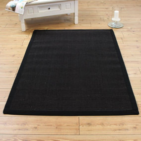 Black/Black Natural Decorative Plain Bordered Modern Anti Slip Easy to Clean Rug for Living Room and Bedroom-120cm X 180cm