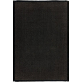 Black/Black Natural Decorative Plain Bordered Modern Anti Slip Easy to Clean Rug for Living Room and Bedroom-120cm X 180cm