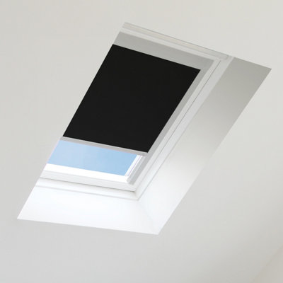 Black Blackout Blind for Velux Roof Window Size SK06 ,Silver Frames