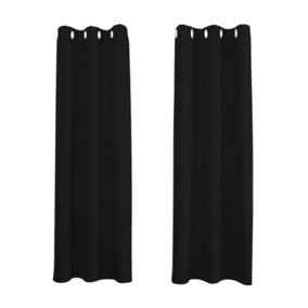 Black Blackout Curtains - Eyelet Thermal Curtain  - 46 x 54 Inch Drop - 2 Panel