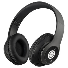 Black Bluetooth Headphones - Wireless Foldable Over Ear Noise Cancelling Headset with Built-In Microphone & Radio Receiver