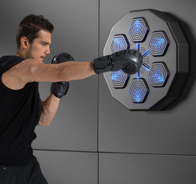 Black Bluetooth Household Music Boxing Target with Black Half Finger Gloves