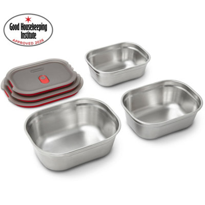Black + Blum Microwavable Steel Multifunction Meal Prep Box Set - Grey