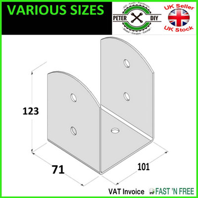 BLACK Bolt Down BASE POST SUPPORT Fence Foot Base Brackets PERGOLA Internal Size: 101 mm - 4"
