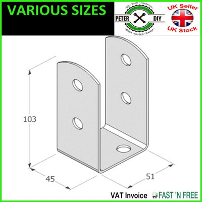 BLACK Bolt Down BASE POST SUPPORT Fence Foot Base Brackets PERGOLA Internal Size: 51 mm - 2"
