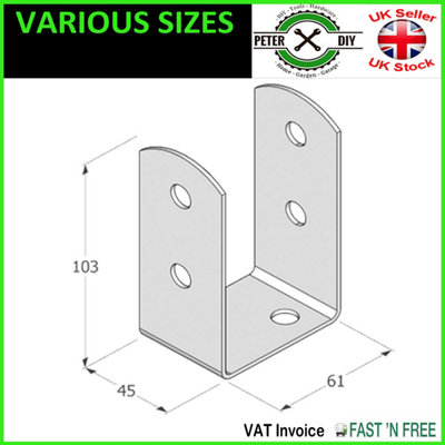 BLACK Bolt Down BASE POST SUPPORT Fence Foot Base Brackets PERGOLA Internal Size: 61 mm - 2.4"
