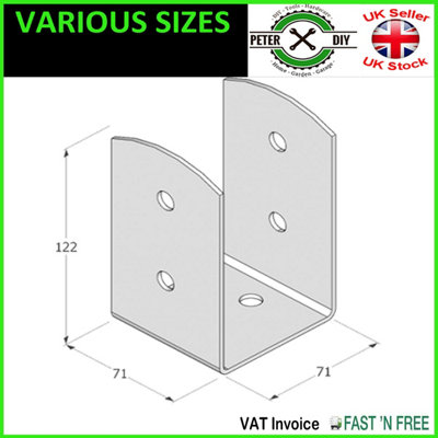 BLACK Bolt Down BASE POST SUPPORT Fence Foot Base Brackets PERGOLA Internal Size: 71 mm - 2.7"
