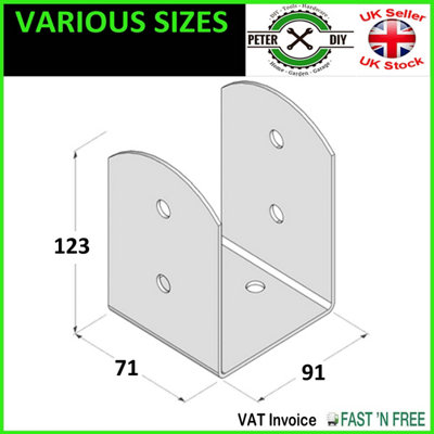 BLACK Bolt Down BASE POST SUPPORT Fence Foot Base Brackets PERGOLA Internal Size: 91 mm - 3.5"