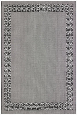 Black Bordered Modern Easy To Clean Rug For Dining Room-160cm x 230cm ...