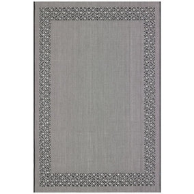 Black Bordered Modern Easy To Clean Rug For Dining Room-160cm x 230cm