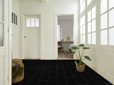 Black Brick Shimmer Effect Vinyl Flooring 4m x 2m (8m2)