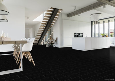 Black Brick Shimmer Effect Vinyl Flooring 4m x 2m (8m2) - 3