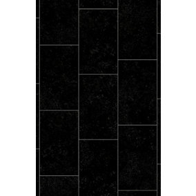 Black Brick Shimmer Tile Effect Vinyl Flooring 2m x2m (4m2)