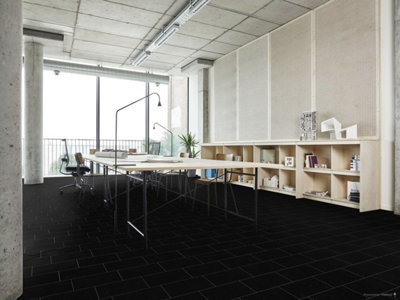 Black Brick Shimmer Tile Effect Vinyl Flooring 2m x3m (6m2)