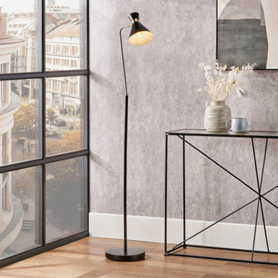Black Brushed Silver Metal Floor Lamp