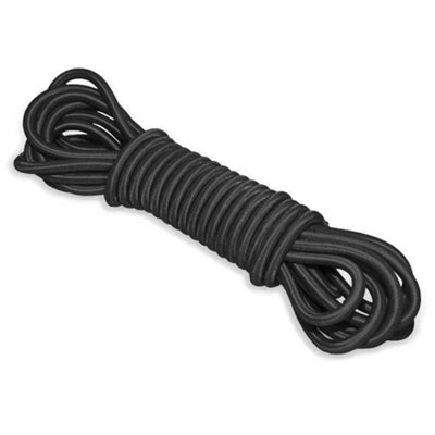 Black Bungee Cord - 10 m / 32 ft of 4 mm Bungee Rope, Shock Cord, Bungee Strap, Elastic Rope, Tie Down - Stretch at least 100%