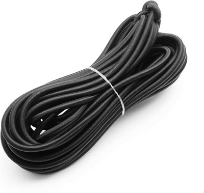 Black Bungee Cord - 20m / 65ft of 12mm Bungee Rope, Shock Cord, Bungee Strap, Elastic Rope, Tie Down - Stretch at least 100%