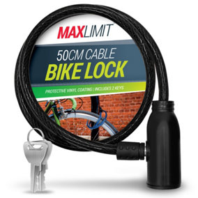 Black Cable Bike Lock with Key - Cable Lock Made with Tough Braided Steel Wires and Durable PVC