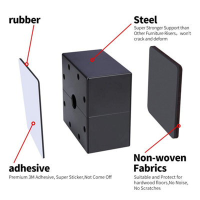 Black Carbon Steel Rectangular Bed Riser