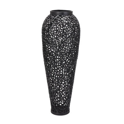 Black  Cast  Lattice  Large  Vase