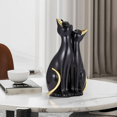 Black Cat Figurine Resin Cute Figurine Statue Tabletop Bedroom Ornament ...