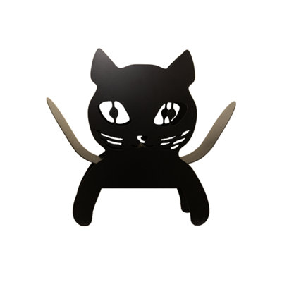 Black Cat Metal Toilet Roll Holder - 3