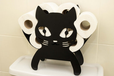 Black Cat Metal Toilet Roll Holder - 4
