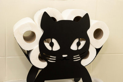 Black Cat Metal Toilet Roll Holder - 1