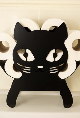 Black Cat Metal Toilet Roll Holder - 5