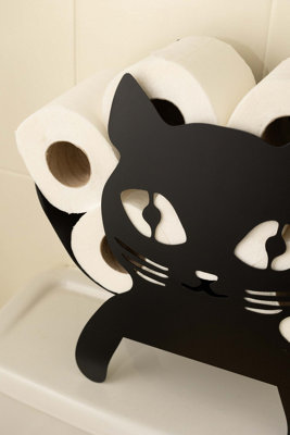 Black Cat Metal Toilet Roll Holder - 6